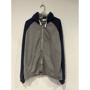 Marine Layer Raglan Zip Up Hoodie Gray Navy Athletic Casual Mens XLarge
